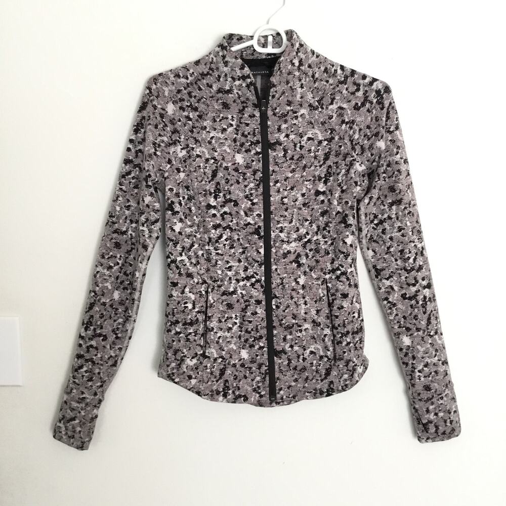 Athleta Salutation Textured Jacket Women's Size XS Moonflower Black Thumbholes